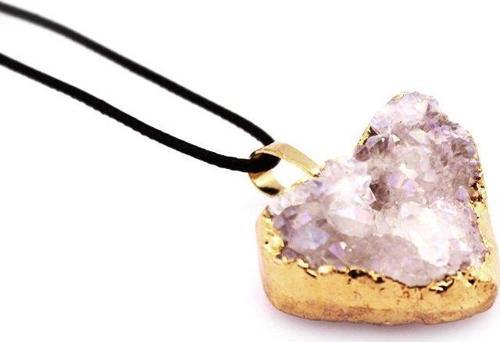 Beyaz Kristal Mineral Doğaltaş Kalp Kolye