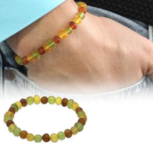 Mat Multicolor Renk Natural Form Doğal Damla Kehribar Erkek Bileklik