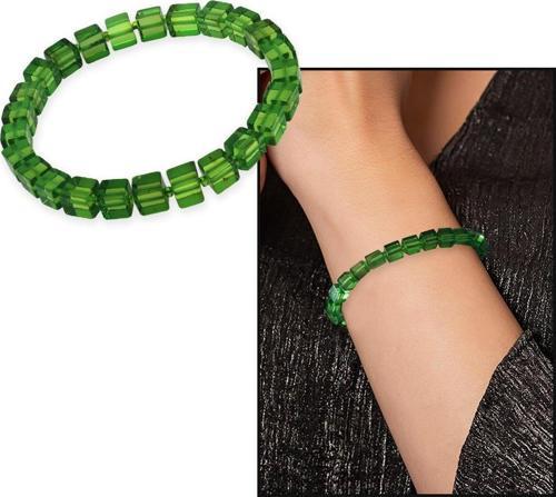 Zümrüt Yeşili Küp Kesim Doğal Damla Kehribar Kadın Bileklik