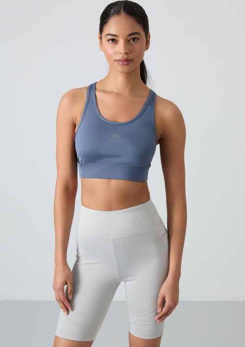 Petrol Çapraz Sırt Detaylı Slim Fit U Yaka Pedli Kadın Spor Büstiyer - 97121
