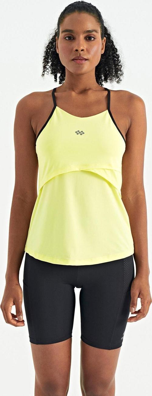 Limon Sırt Çarpraz Askı Detaylı Standart Kalıp Kadın Spor Atlet - 97261