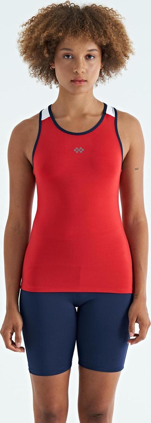 Kırmızı Sırt Detaylı Baskılı Standart Kalıp Kadın Atlet - 97269