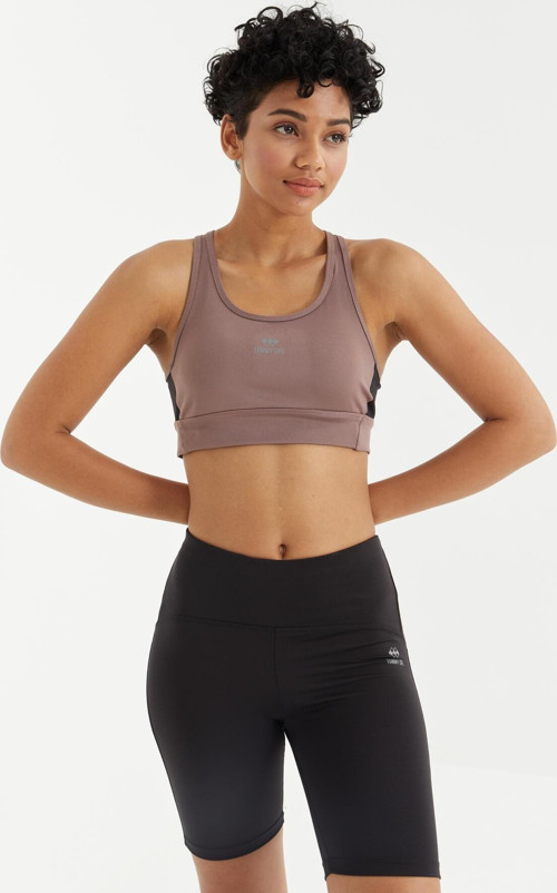 Gül Kurusu Çapraz Sırt Detaylı Slim Fit U Yaka Pedli Kadın Spor Büstiyer - 97121
