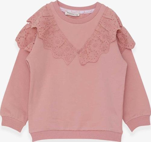 Kız Çocuk Sweatshirt Güpürlü 4-8 Yaş, Gülkurusu