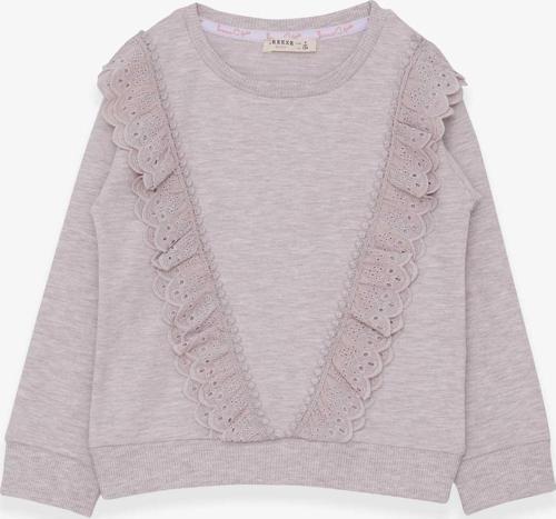 Kız Çocuk Sweatshirt Güpürlü 4-9 Yaş, Bej Melanj