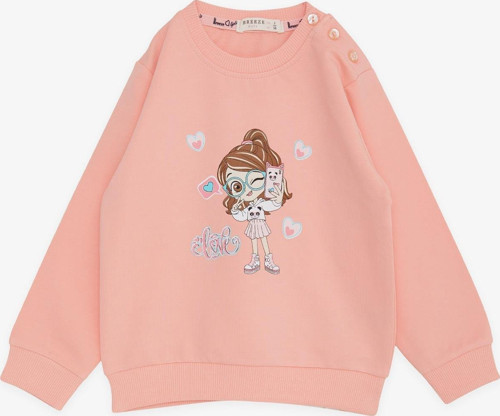 Kız Çocuk Sweatshirt Havalı Kız Baskılı 1.5-5 Yaş, Somon
