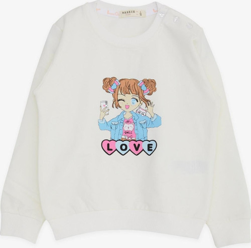 Kız Çocuk Sweatshirt Kız Baskılı 1.5-5 Yaş, Ekru