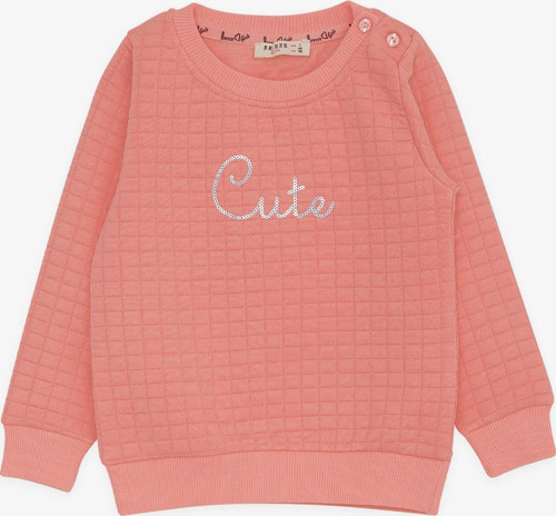 Kız Çocuk Sweatshirt Pullu Yazı Baskılı 1.5-5 Yaş, Somon