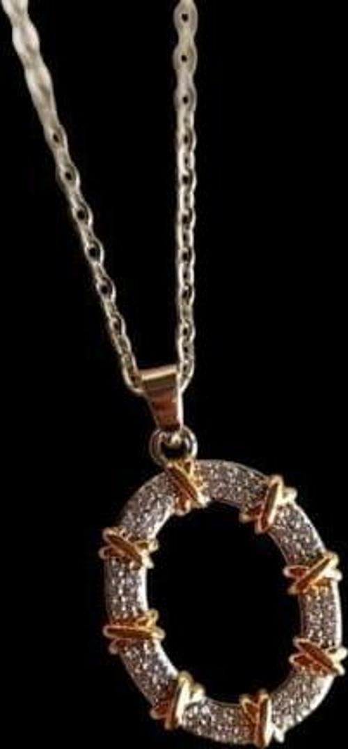 Çelik Halka Gold Gümüş Kolye 