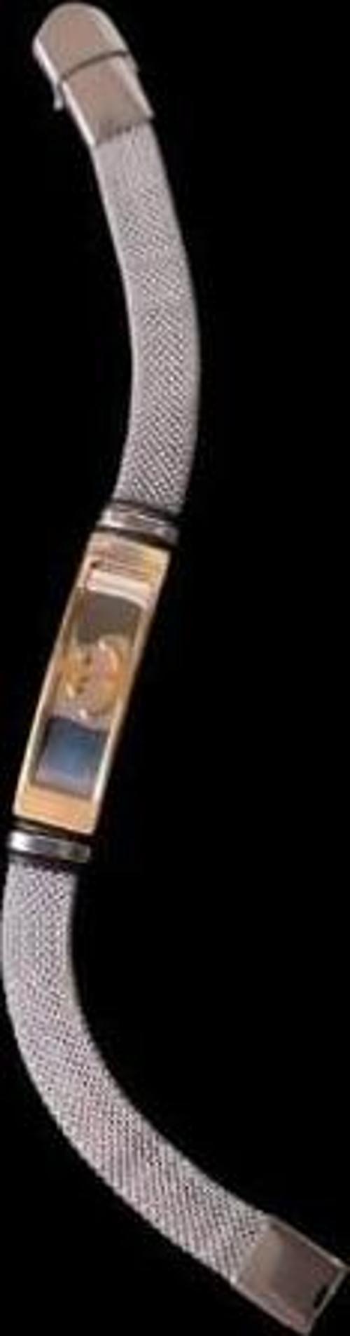 Çelik Hasır Kordonlu Gold Renk Charm Vip Bileklik 