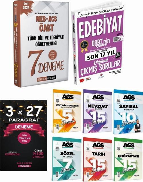 Pegem 2025 ÖABT Edebiyat 7 Deneme + Dizgi Çıkmış Soru + Marka AGS Tüm Dersler Deneme Seti
