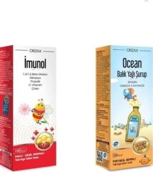 Ocean Balık Yağı Şurubu Portakal Aromalı 150ml + İmunol Şurup 150ml