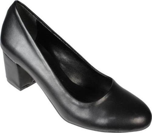 YAZKIŞ Kadın Siyah Ten Cilt Önü Yuvarlak Burun 5cm Kalın Topuklu ayakkabı