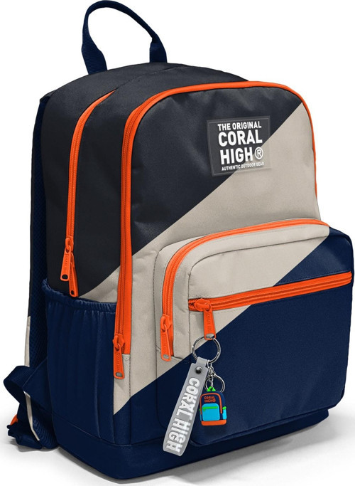 Lacivert Koyu Gri Bej Renkli Okul Sırt Çantası 23693