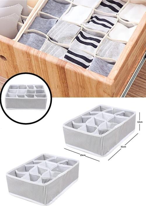 12 Bölmeli Organizer Çekmece Içi Düzenleyici Gri-Beyaz