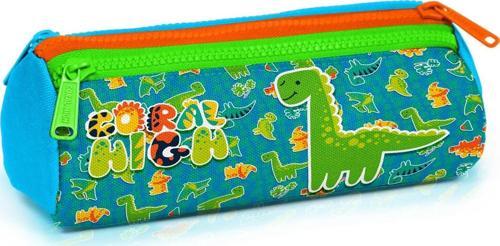 Kids Mavi Yeşil Dinozor Desenli Üç Bölmeli Kalem Çantası 22148