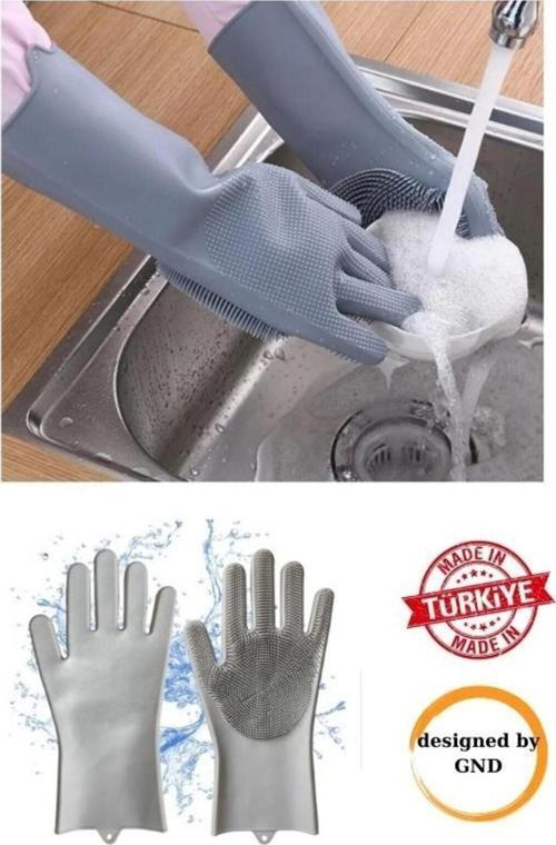 Tırtıklı Sihirli Silikon Bulaşık Eldiveni Mutfak Banyo Temizleme Fırçası