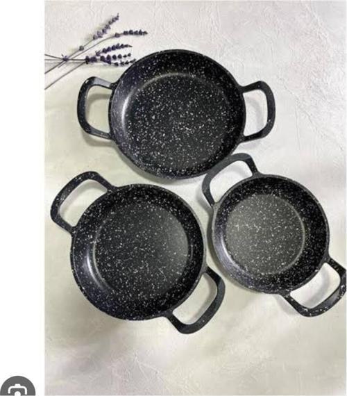 Essenso 3Lü Set Döküm Siyah Granit Sahan Tava Seti 18-20-22 Cm