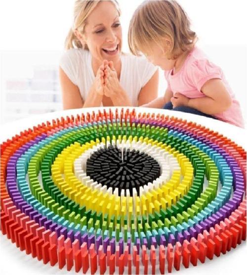 Renkli Ahşap Domino Taşları 100 Parça Renkli