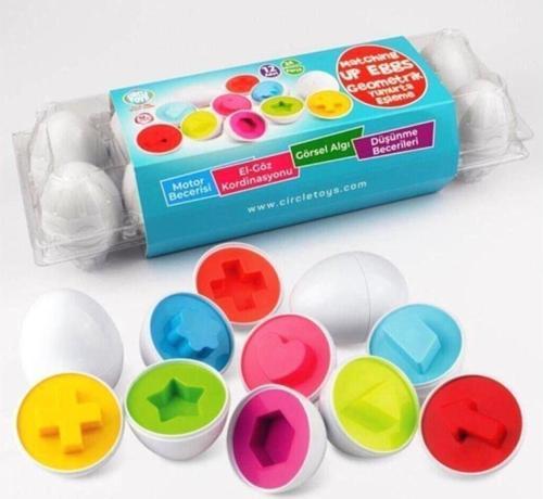 Şekilli Yumurtalar, Eğitici Geometrik Yumurta Bultak 12 Li Bebeğim Ilk Puzzle Setim