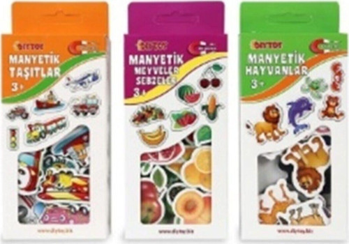 Dıytoy Manyetik 3'Lü Set Hayvanlar, Meyve-Sebzeler, Taşıtlar
