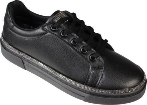 YAZKIŞ Kadın Siyah beyaz Cilt Yanları ve Dilleri Taşlı Sneaker Spor Ayakkabı