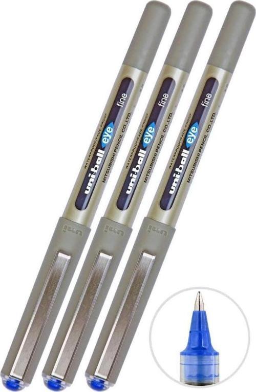 Mavi Pilot Kalem 3 Adet Uniball Eye Fine 0.7 mm Roller Pilot Kalem Ub-157 Roller Uçlu Likit Mürekkepli Pilot Kalem