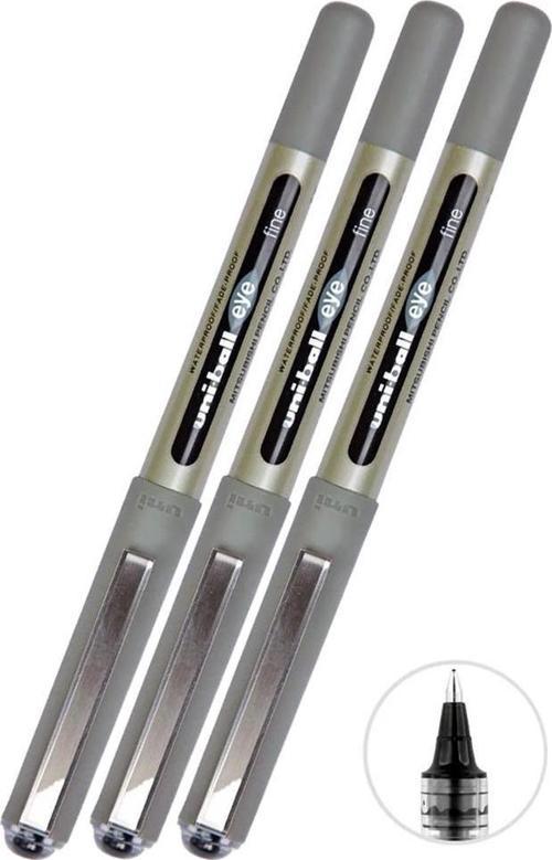 Siyah Pilot Kalem 3 Adet Uniball Eye Fine 0.7 mm Roller Pilot Kalem Ub-157 Roller Uçlu Likit Mürekkepli Pilot Kalem