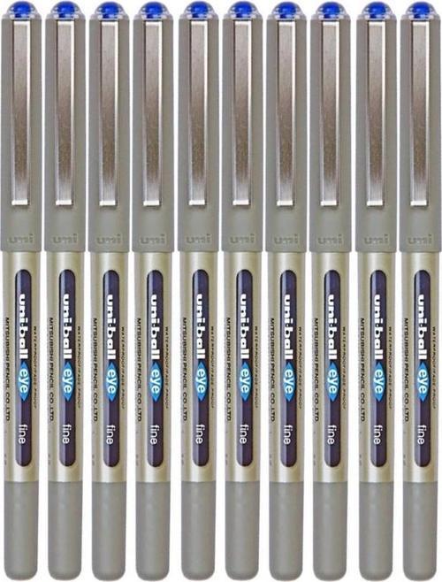 Mavi Pilot Kalem 10 Adet Uniball Eye Fine 0.7 mm Roller Pilot Kalem Ub-157 Roller Uçlu Likit Mürekkepli Pilot Kalem