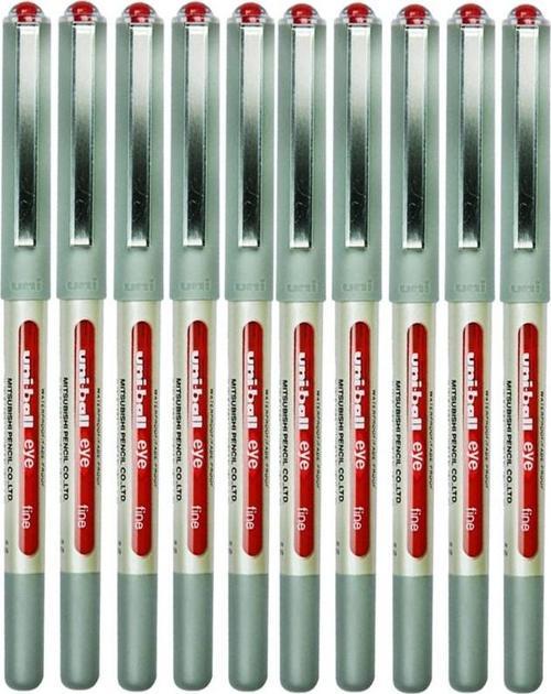 Kırmızı Pilot Kalem 10 Adet Uniball Eye Fine 0.7 mm Roller Pilot Kalem Ub-157 Roller Uçlu Likit Mürekkepli Pilot Kalem