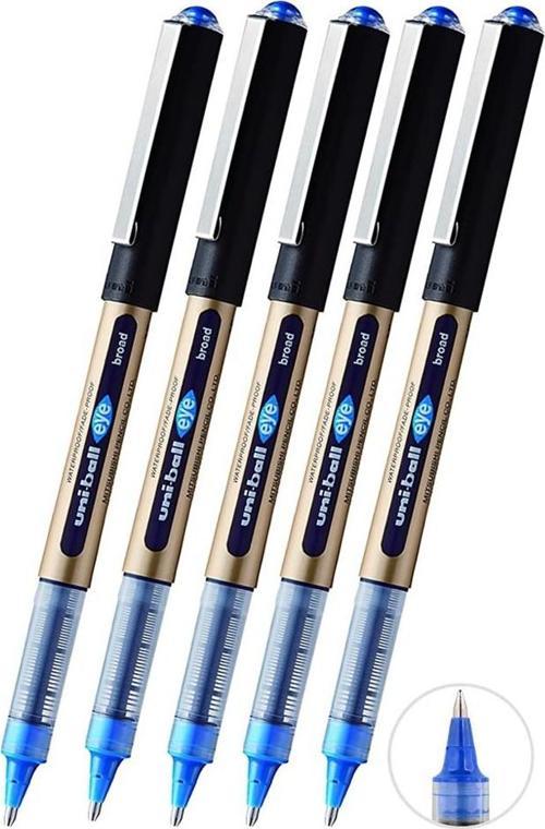 Mavi Pilot Kalem 5 Adet Uniball Eye Broad 1.0 mm Roller Pilot Kalem Ub-150-10 Roller Uçlu Likit Mürekkepli