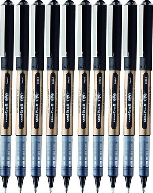 Siyah Pilot Kalem 10 Adet Uniball Eye Broad 1.0 mm Roller Pilot Kalem Ub-150-10 Roller Uçlu Likit Mürekkepli