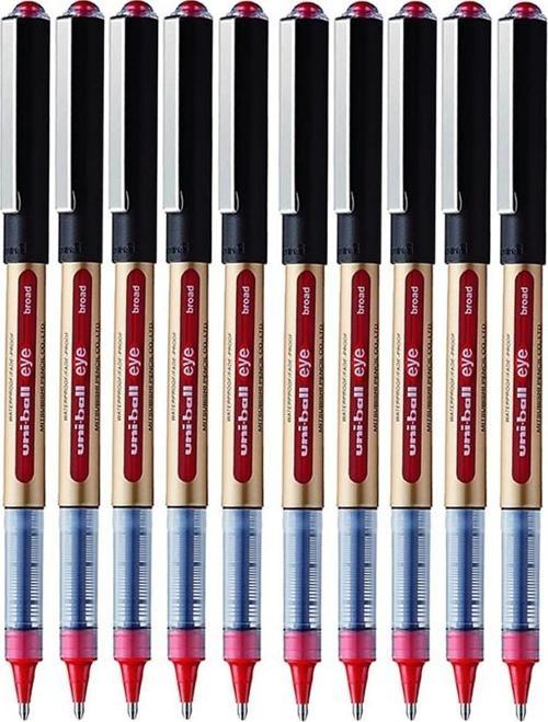 Kırmızı Pilot Kalem 10 Adet Uniball Eye Broad 1.0 mm Roller Pilot Kalem Ub-150-10 Roller Uçlu Likit Mürekkepli