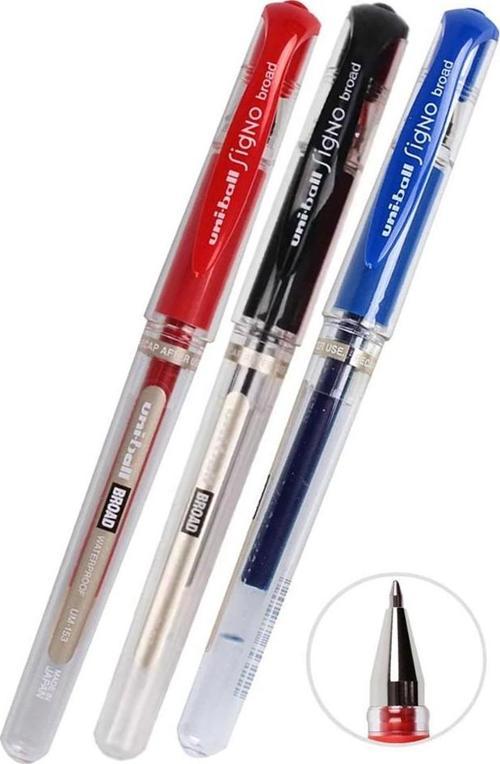 Mavi Siyah Kırmızı İmza Kalemi 3 Adet Uniball Signo Broad1.0 mm Roller Pilot Kalem Um-153 Roller Uçlu Likit Mürekkepli