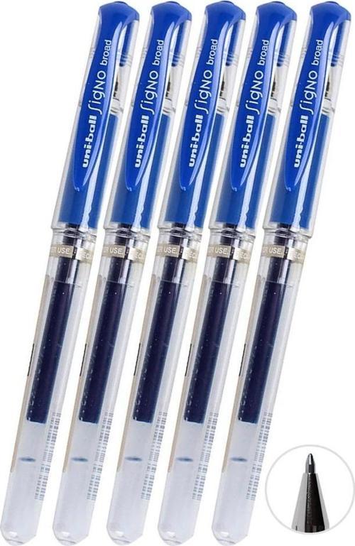 Mavi İmza Kalemi 5 Adet Uniball Signo Broad 1.0 mm Roller Pilot Kalem Um-153 Roller Uçlu Likit Mürekkepli Pilot Kalem