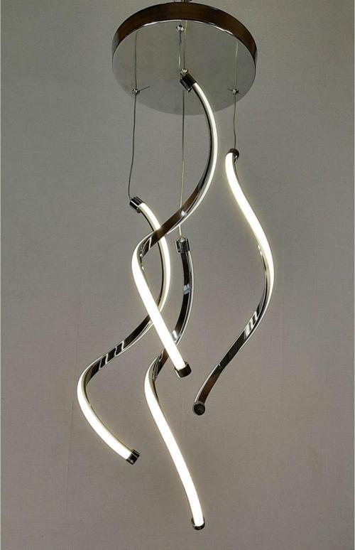 Burgulu Daire Modern Sarkıt Krom 4'Lü Led Avize