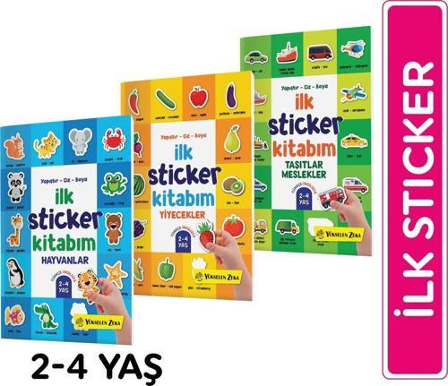 Yükselen Zeka Yayınları İlk Sticker Kitabım Seti (Hayvanlar - Taşıtlar - Meslekler - Yiyecekler)
