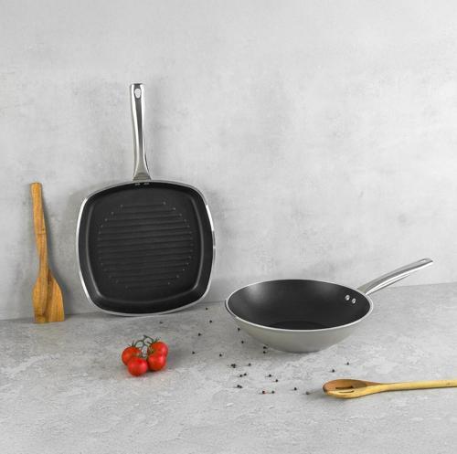Atlanta 2 Parça Wok + Grill Tava Seti Beige