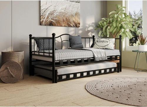 Kamelya Yavrulu Daybed Sedir Karyola Siyah 90X190