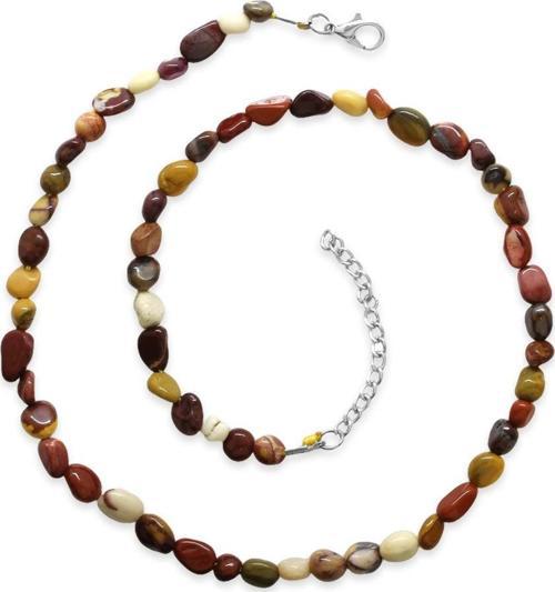 Silver Renk Metal Zincirli Amorf Jasper Doğaltaş Kadın Kolye