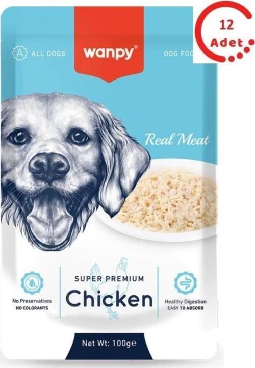  Wanpy 100g Pouch Tavuklu Yaş Köpek Maması 12 Adet