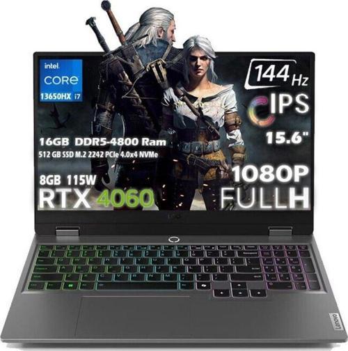 Loq 15Irx9 İ7 13650Hx 16Gb 512Gb Ssd Rtx 4060 8Gb 115W 15.6" Fhd 144Hz Ips Fdos 83Dv011Htrn2