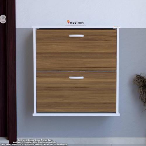 UMAY Asma Kapı Önü 72 x 74 x 25,5 cm’ lik 2 Düşer Kapak 4 Göz Raf Bölmeli Ayakkabılık