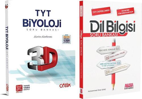 3D TYT Biyoloji ve AKM Dil Bilgisi Soru Bankası Seti 2 Kitap