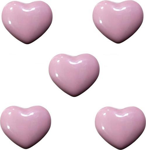 5 Adet Tomurcuk Porselen Çocuk Odası Pembe Kalp Mobilya Kulp