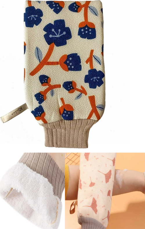 Mikrofiber Desenli Banyo Kesesi Içi Lif Dışı Kese Çift Taraflı Kese