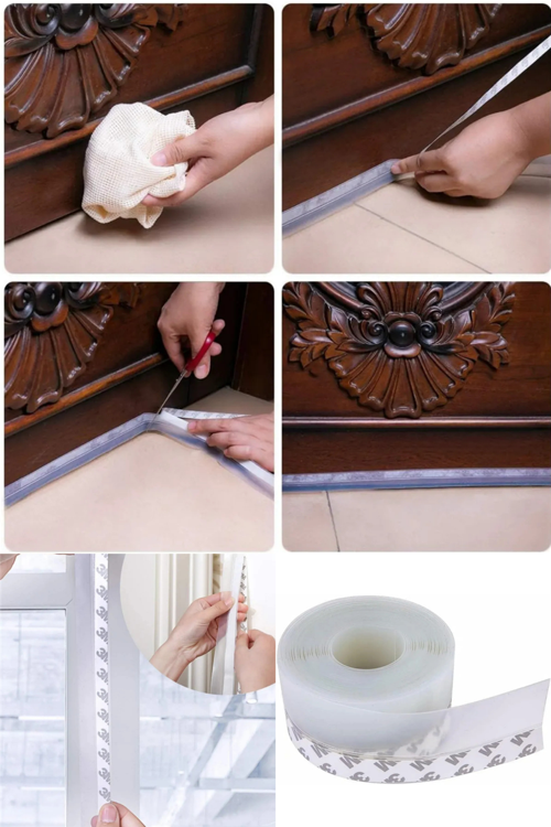 4 Metre Şeffaf Rüzgar Geçirmez Silikon Sızdırmazlık Şeridi Kapı Pencere Rüzgar Sızdırmaz Bant