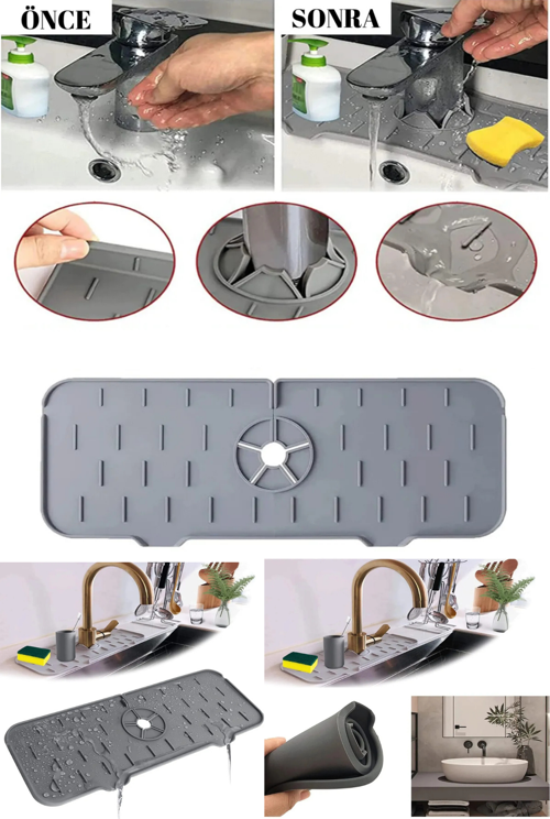 Pratik Su Tutucu Musluk Matı Mutfak Banyo Koruyucu Musluk Su Sıçrama Önleyici Lavabo Musluk Matı