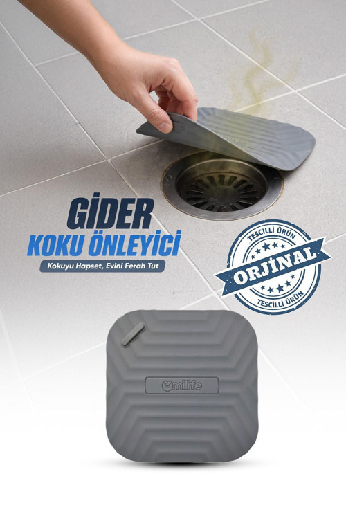Gri Kare Silikon Gider Kapağı Koku Önleyici Lavabo Banyo Mutfak Gider Tıkacı 14.5 cm
