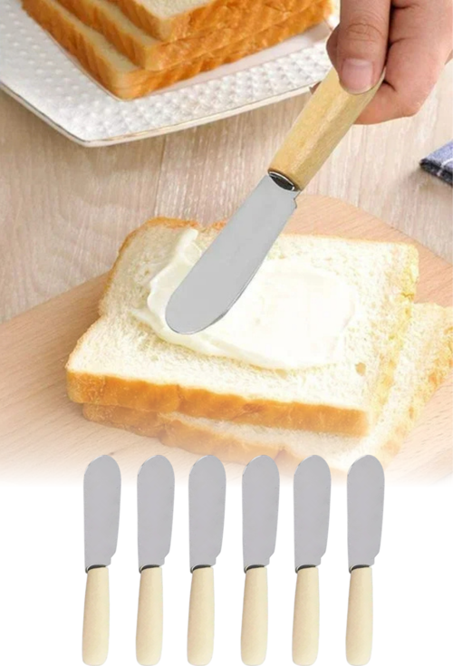 6 Adet Ahşap Saplı Mini Kahvaltı Bıçağı Yağ Sos Reçel Sürme Bıçağı
